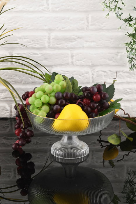 Hermia Damla 1AKAY24 Plato de frutas de vidrio transparente Hermia Damla 1AKAY24 Plato de frutas de vidrio transparente